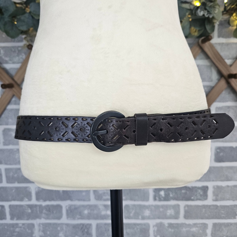 Genuine Leather Brown Tooledโ Cutout Belt Women's Size Large